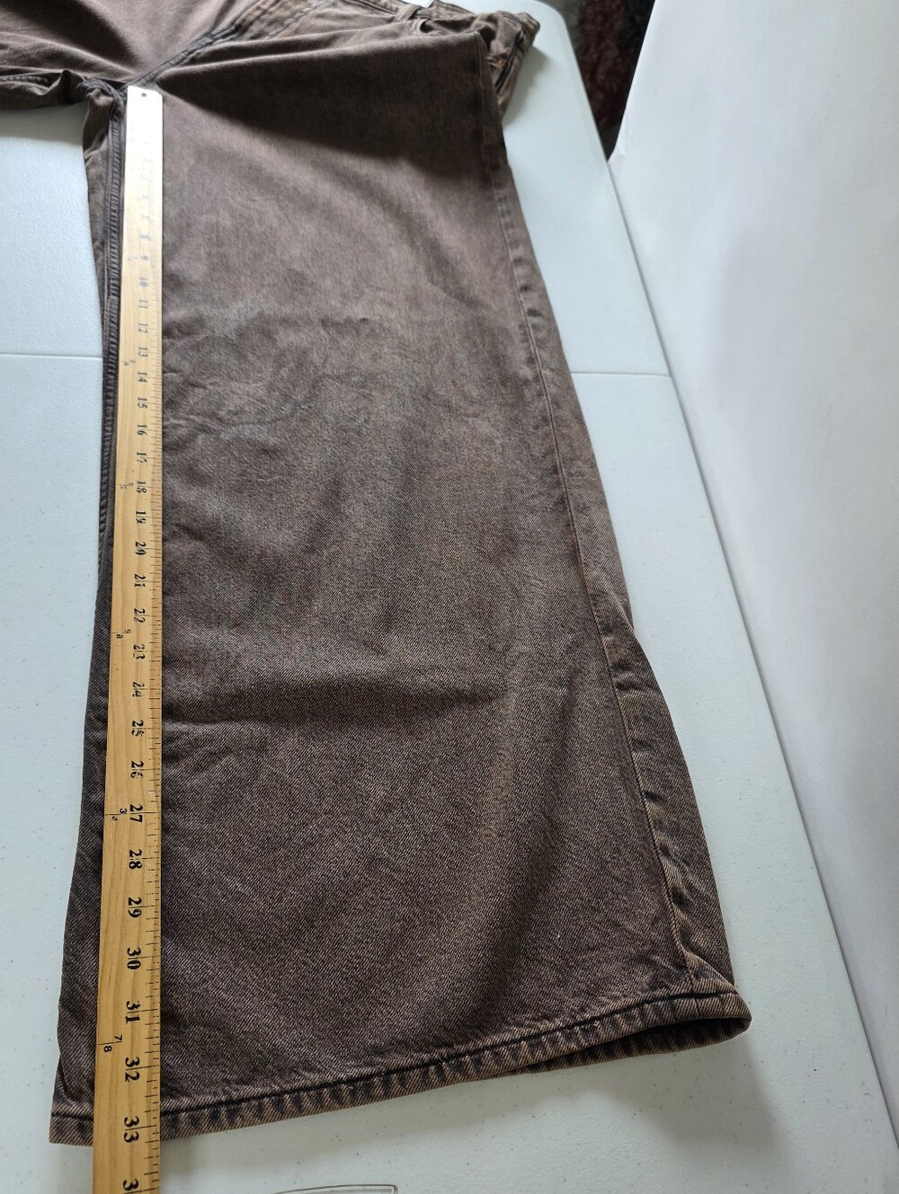Gap Baggy Mid-Rise Wide Leg Jeans Size 16 Tall Ultrasoft Denim Dark Brown Wash - Picture 11 of 16
